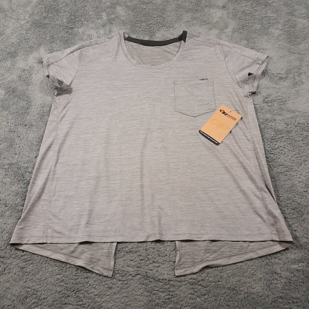 Outdoor Research Chain Reaction Tee T-Shirt Womens M Gray Open Back Hiking NEW